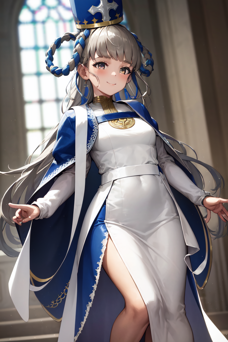 2496813-1168390-masterpiece, best quality, absurdres, perfect anatomy, 1girl, solo, Pope Joan, long hair, hair rings, white dress, long sleeves,.png